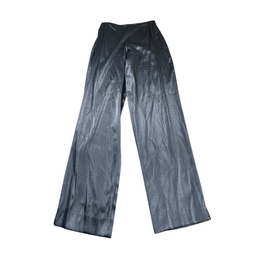 Gantos Dark Gray Shimmer Wide Leg Pants Women’s Metallic Look Dressy Y2K READ